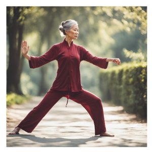 vrouw die aan tai chi doet - houding voor massage